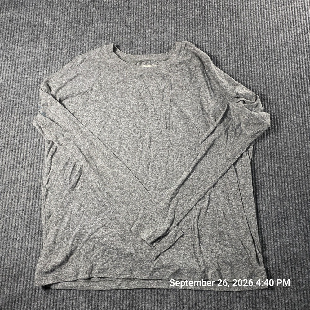 Madewell Womens Long Sleeve Crew Neck T-Shirt Heather Gray Size S